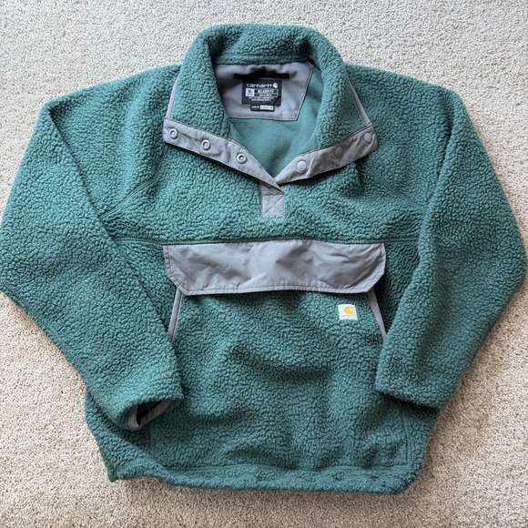 Carhartt Jackets & Blazers - Carhartt Jacket Womens XL 16-18 Green Fleece Relaxed Fit Snap Front Pullover